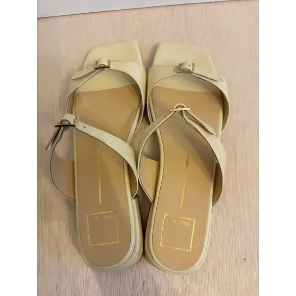 Dolce Vita Women’s Lavern All Leather Sandals Light Yellow Crinkle Patent 10 - Picture 3 of 8